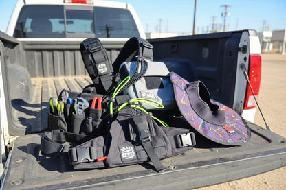 hi viz tool lanyards hanging from a fly ditty bag